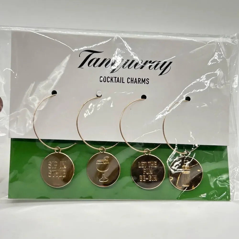 TANQUERAY Gold Tone Cocktail‎ Charms Drink Glassware Wine Glass Accessory Gift